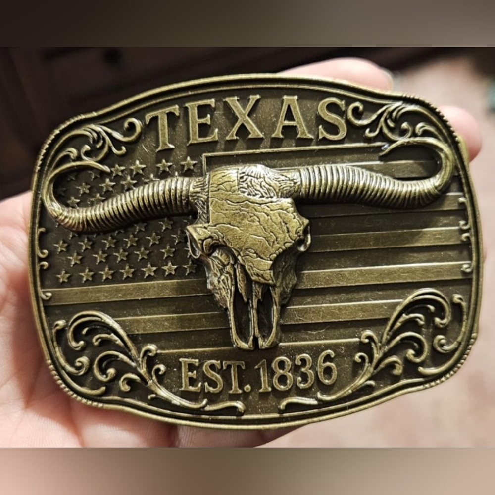 New Texas longhorn steer Bull Skull Belt Buckle